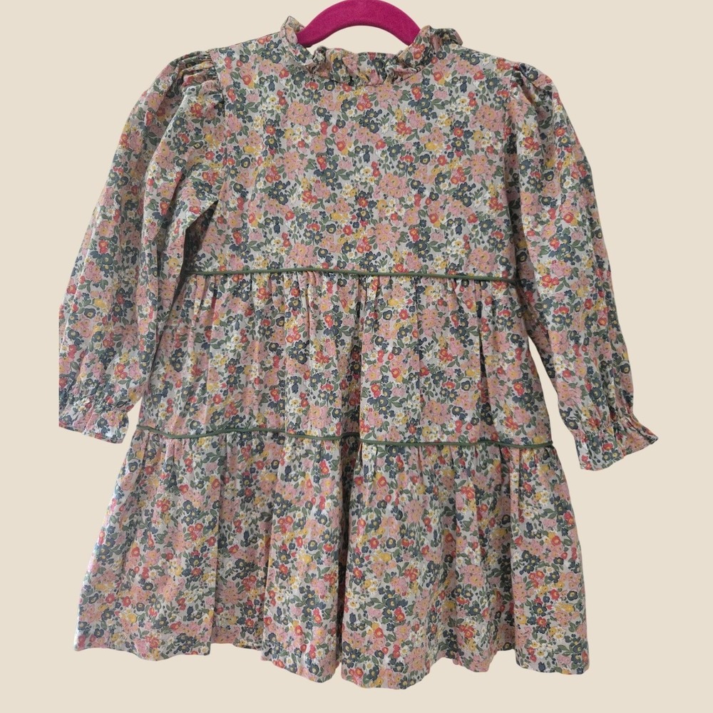 The Oaks Apparel Company Girls Size 4 Floral Tiered Long Sleeve Cotton Dress